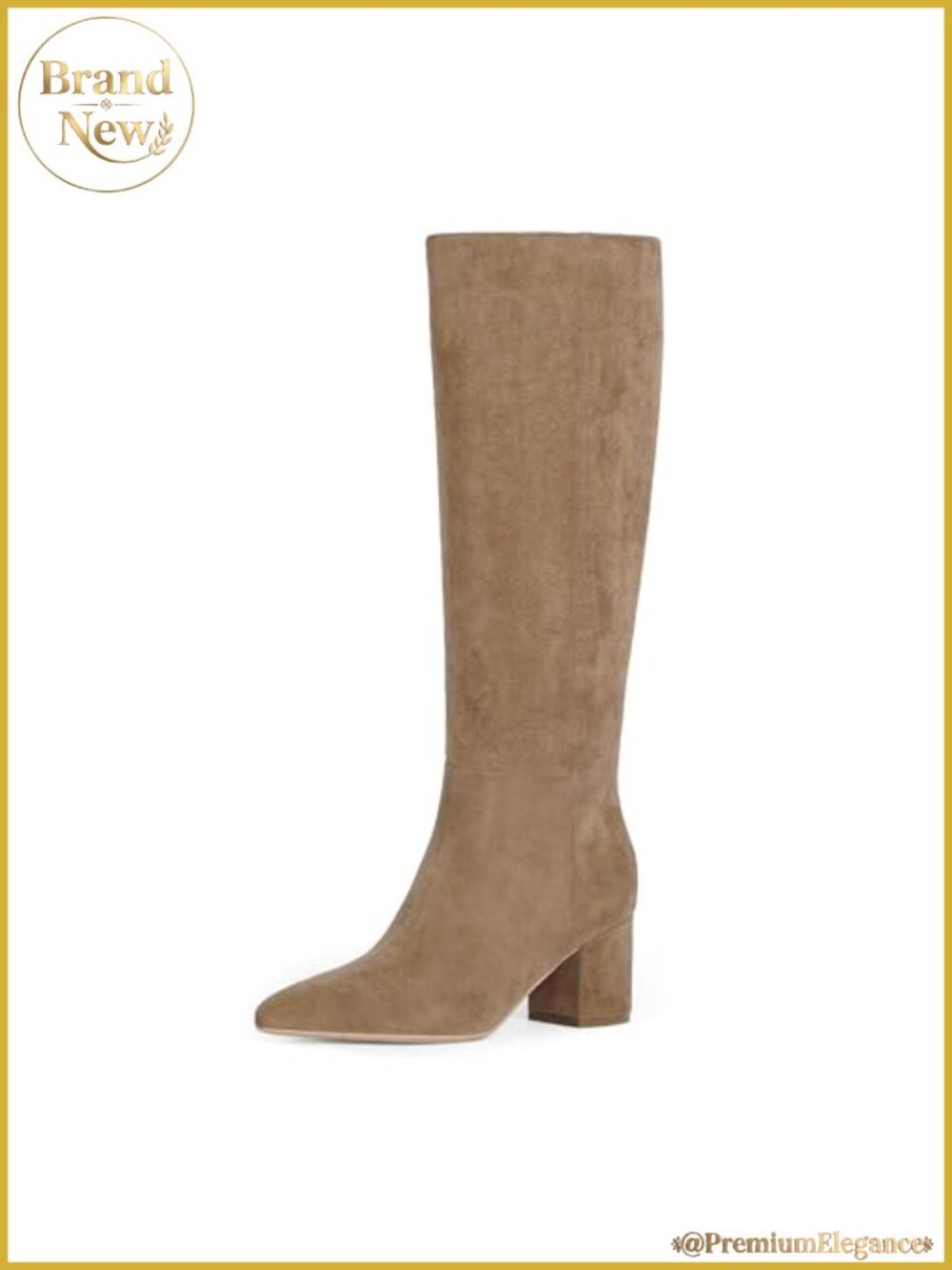 Womens Knee High Boots Chunky Low Heel Pointed Toe Tall Boots Faux Suede